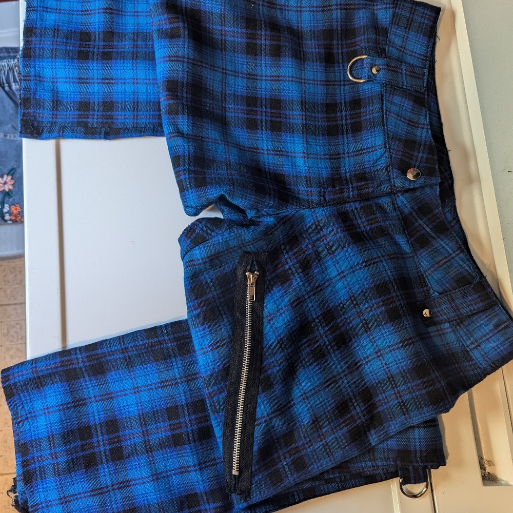 Vintage Lip Service Blue 💙 plaid pants  Punk Rave Hot Topic 90's Tripp Morbid